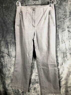 Jacky Vanilia Becky Woman's Gray Denim Trouser Pants Size 14 With Zip